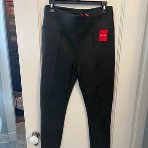 Spanx Faux Suede Leggings, Olive, size Large, new with tags